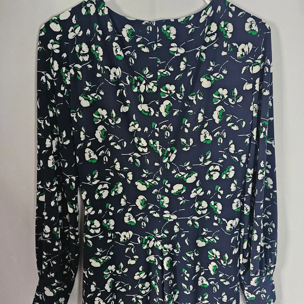 Lauren Ralph Lauren Women's Floral‎ Print Long Sleeve Navy Blue Dress Size 8